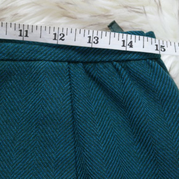 PENDLETON Vintage Virgin Woolen Mills Skirt Size 16 Herringbone Teal Side Pocket - Picture 6 of 8